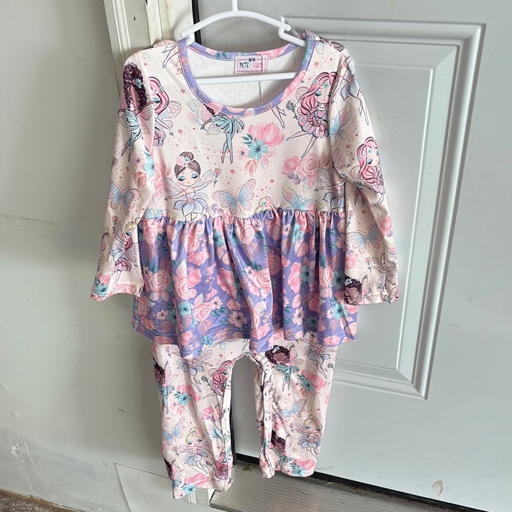 Kids Romper with Butterfly and Floral Print